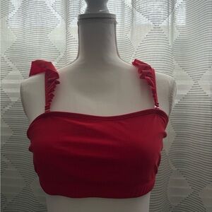 SHEIN Red Ruffled Bikini Top